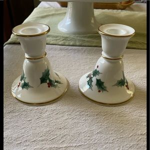 New Mikasa Bone china Christmas candlestick holder